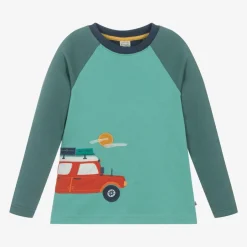 Frugi Boys Green Organic Cotton Camping Top Online