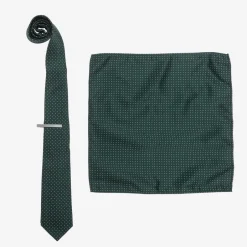 House of Cavani Boys Green Satin Polka Dot Tie Set Best