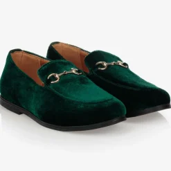 Romano Boys Green Velvet Loafers Online