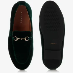 Romano Boys Green Velvet Loafers Online