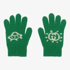 Gucci Boys Green Wool Interlocking G Gloves Hot