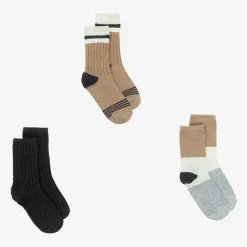 Mayoral Boys Grey & Beige Cotton Socks (3 Pack) Best
