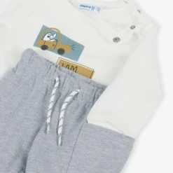 Mayoral Boys Grey & Blue Cotton Trouser Set Discount