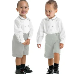 Ancar Boys Grey & White Cotton Buster Suit Clearance