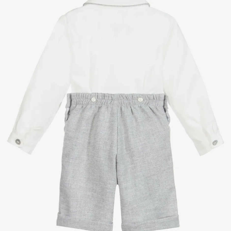 Ancar Boys Grey & White Cotton Buster Suit Clearance