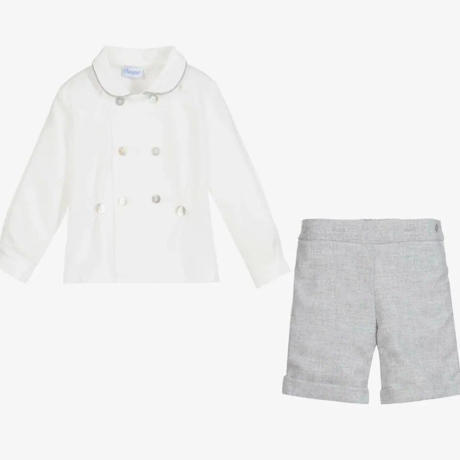 Ancar Boys Grey & White Cotton Buster Suit Clearance