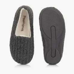 Pisamonas Boys Grey Cable Knit Slippers Best