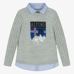 Lapin House Boys Grey Cable Knit Sweater