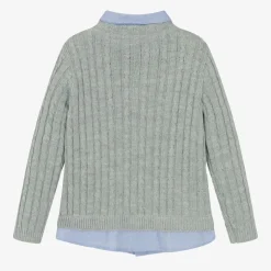 Lapin House Boys Grey Cable Knit Sweater