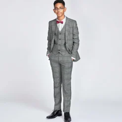 Romano Boys Grey Check Suit New