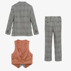 Romano Boys Grey Check Suit New
