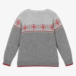 Dr. Kid Boys Grey Cotton & Wool Knit Jumper
