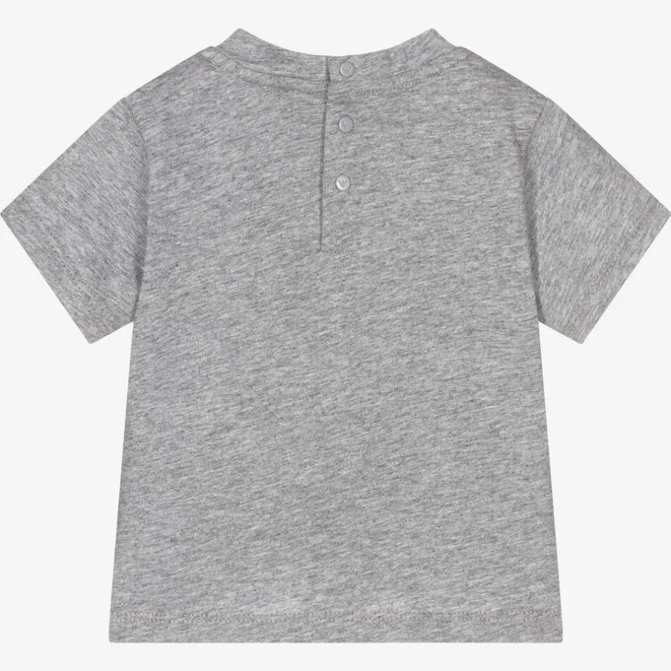 Emporio Armani Boys Grey Cotton Eagle Logo T-Shirt Outlet