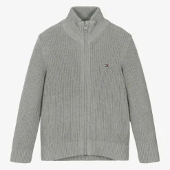 Tommy Hilfiger Boys Grey Cotton Knit Cardigan Outlet