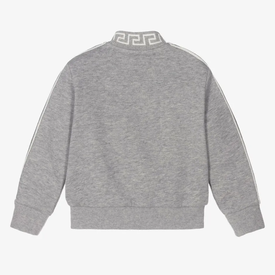 Versace Boys Grey Cotton Medusa Logo Zip-Up Top Sale