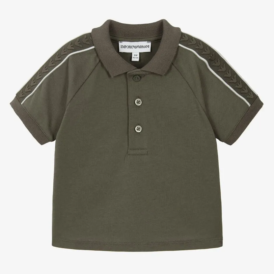 Emporio Armani Boys Grey Cotton Polo Shirt Hot