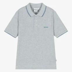 BOSS Boys Grey Cotton Polo Shirt