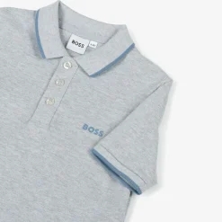 BOSS Boys Grey Cotton Polo Shirt