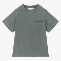 Palm Angels Boys Grey Cotton Shaded T-Shirt Online