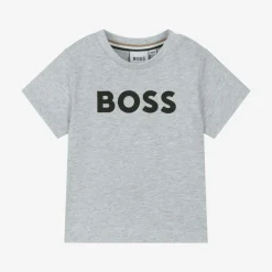 BOSS Boys Grey Cotton T-Shirt Discount