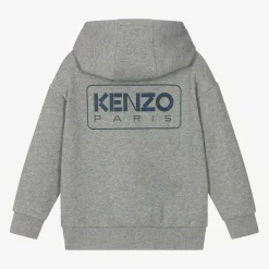 KENZO KIDS Boys Grey Cotton Zip-Up Hoodie Best