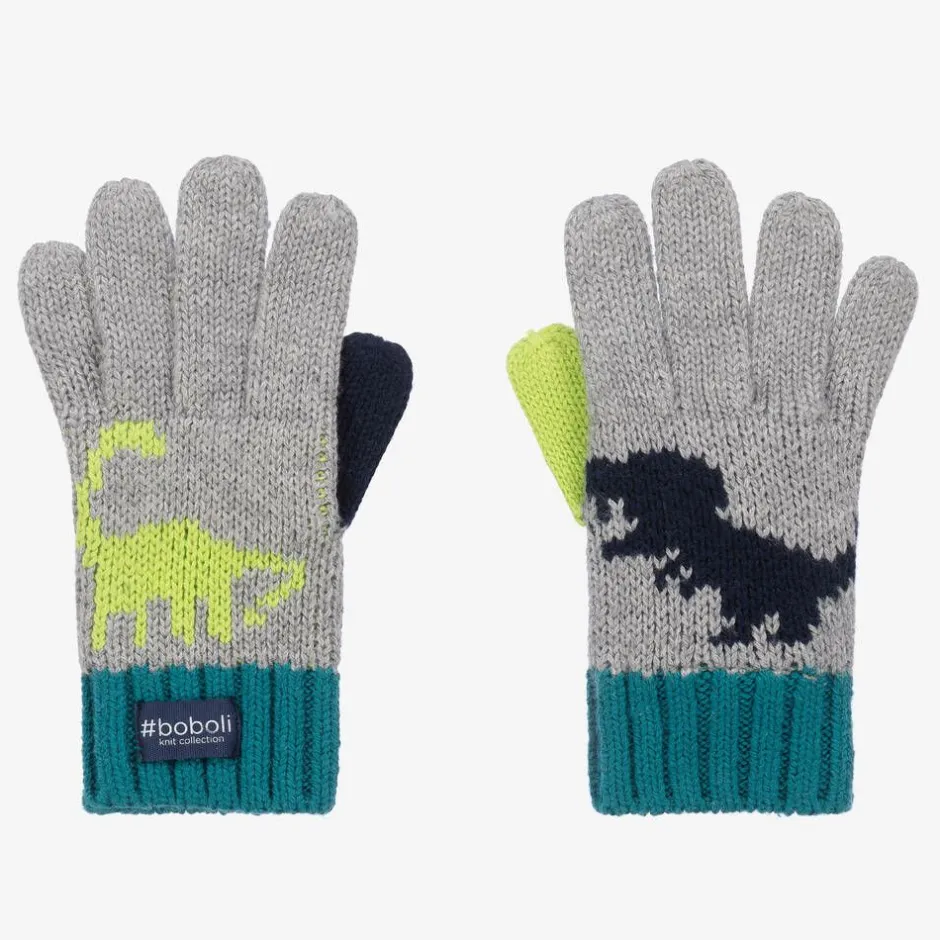 Boboli Boys Grey Dinosaur Gloves Best