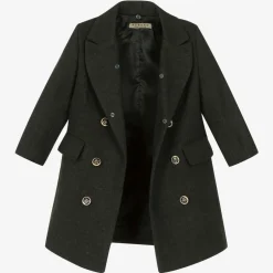 Romano Boys Grey Faux Fur Trim Coat Outlet