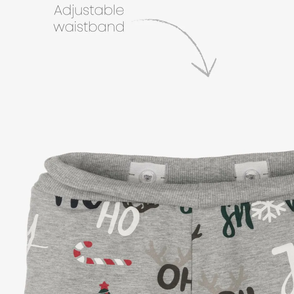 NAME IT Boys Grey Festive Cotton Joggers