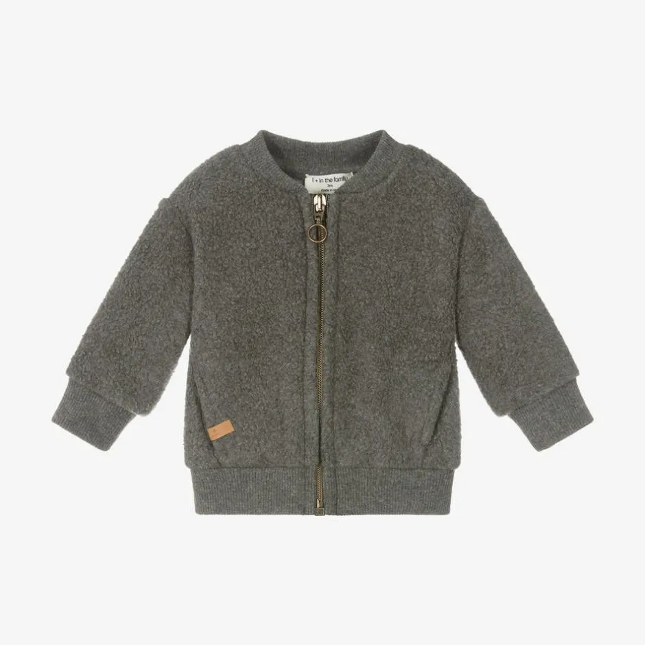 1 + in the family Boys Grey Fleece Zip-Up Top Clearance