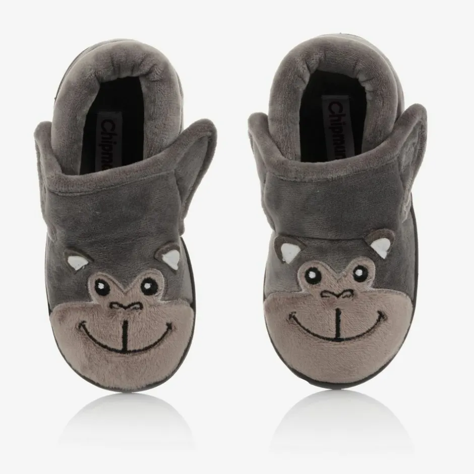 Chipmunks Boys Grey Gorilla Slippers New