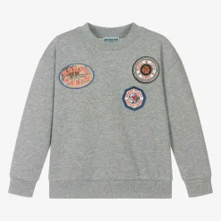 KENZO KIDS Boys Grey Marl Cotton Sweatshirt Discount