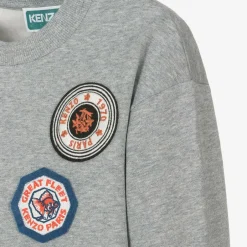 KENZO KIDS Boys Grey Marl Cotton Sweatshirt Discount