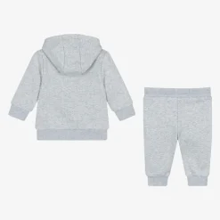 BOSS Boys Grey Marl Cotton Tracksuit Discount