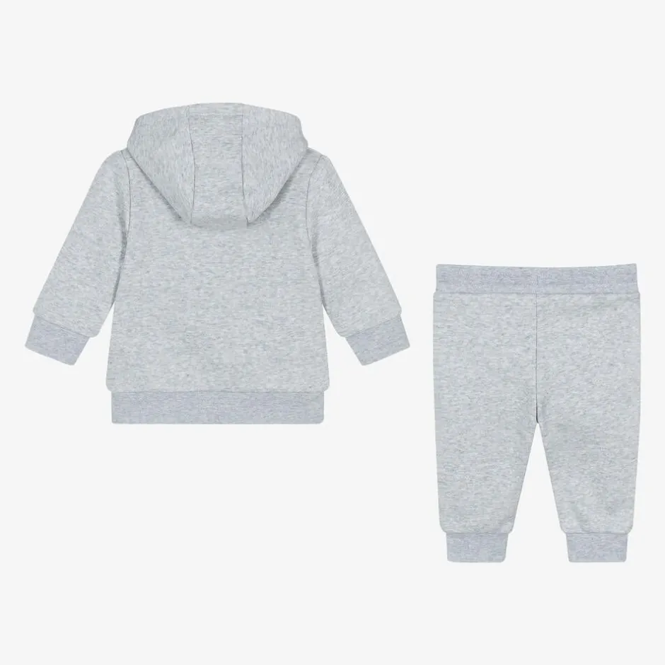 BOSS Boys Grey Marl Cotton Tracksuit Discount
