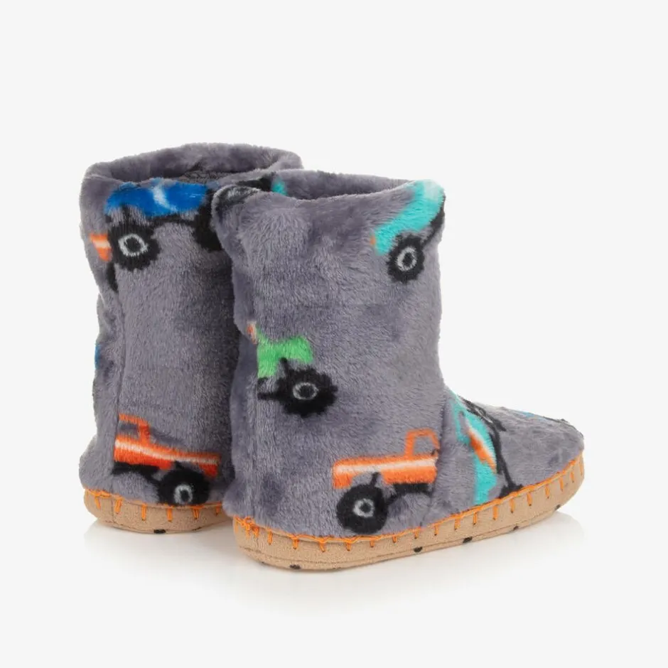 Hatley Boys Grey Monster Truck Slippers Discount