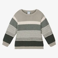 Tutto Piccolo Boys Grey Stripe Knit Sweater Discount