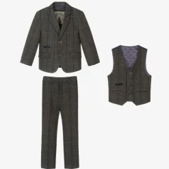 House of Cavani Boys Grey Tweed Albert Suit Outlet