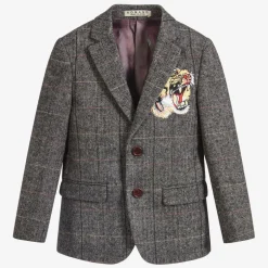 Romano Boys Grey Tweed Tiger Blazer New