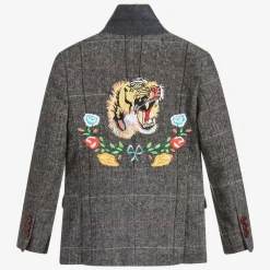 Romano Boys Grey Tweed Tiger Blazer New