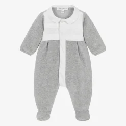 Tartine et Chocolat Boys Grey Velour Babygrow Outlet