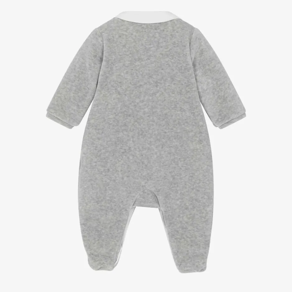 Tartine et Chocolat Boys Grey Velour Babygrow Outlet