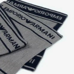 Emporio Armani Boys Grey Wool Knit Scarf Clearance
