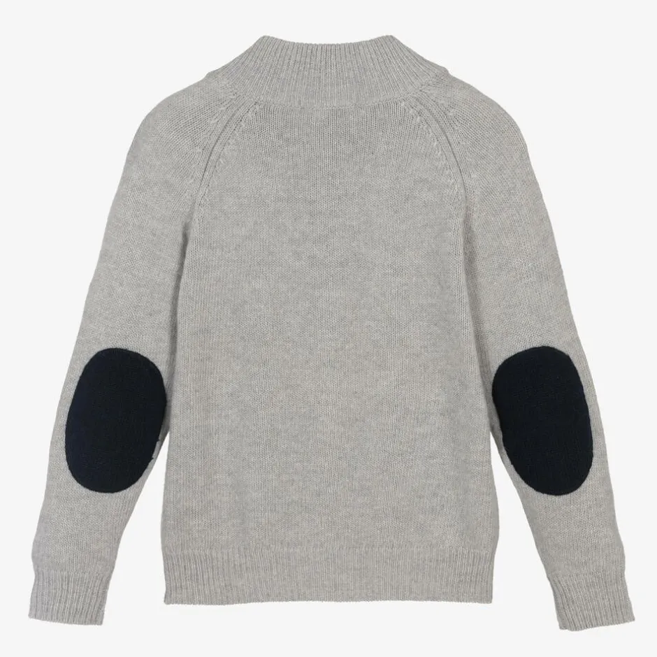 Il Gufo Boys Grey Wool Zip-Up Cardigan Outlet