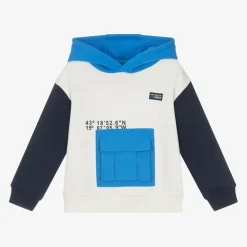 Mayoral Boys Ivory & Blue Colourblock Hoodie Outlet