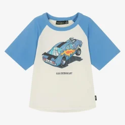 Rock Your Baby Boys Ivory & Blue Cotton Car T-Shirt Clearance