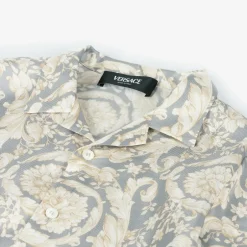 Versace Boys Ivory & Grey Silk Barocco Shirt Outlet