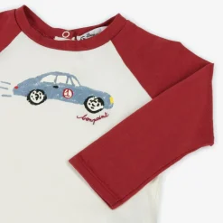 Bonpoint Boys Ivory & Red Cotton Car Print Top Clearance