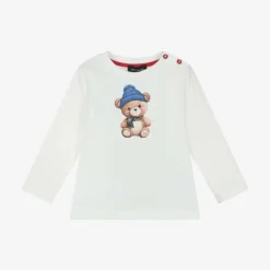 Monnalisa Boys Ivory Bear Print Cotton Top Sale