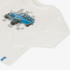 Mayoral Boys Ivory Cotton Blue Car Print Top Hot