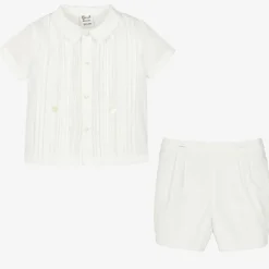 Sarah Louise Boys Ivory Cotton Buster Suit Discount